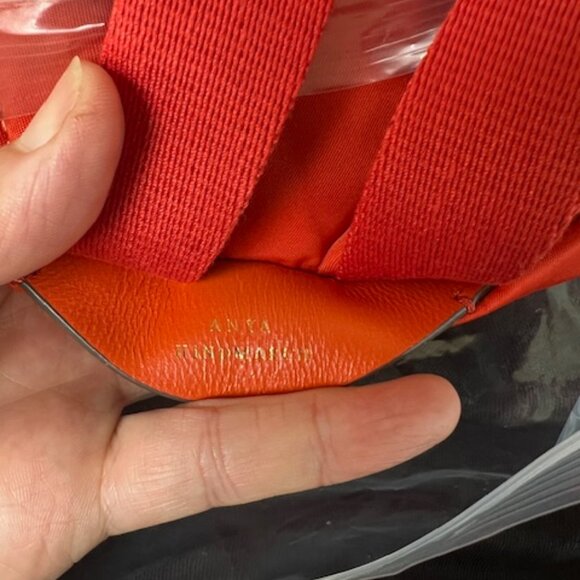 Anya Hindmarch Orange Smiley Happy Winking Face Chubby Small Nylon Backpack